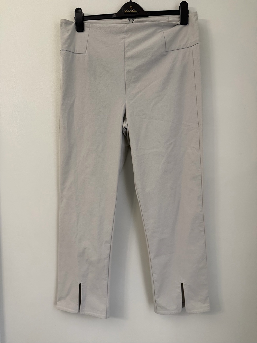 ATHLETA Notched Hem PANTS 16 Tall StellarLight Gray Athleisure Nylon Stretch Zip